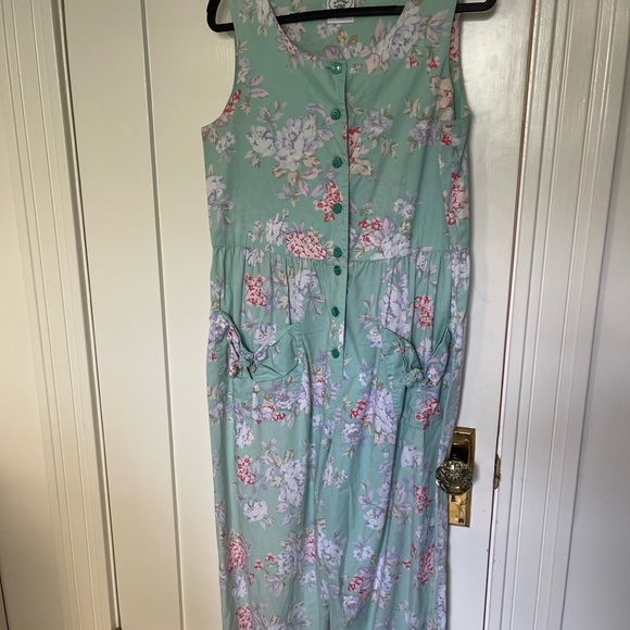 Laura Ashley Mint Floral Jumpsuit - Picture 2 of 4